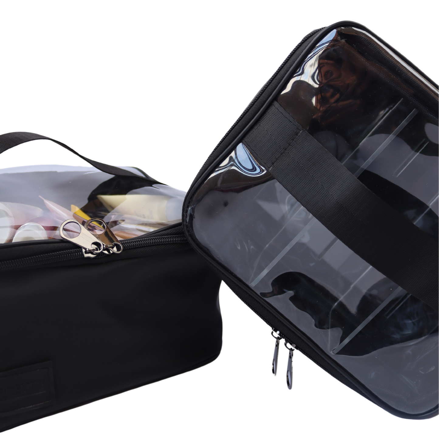 Noir satin pouch