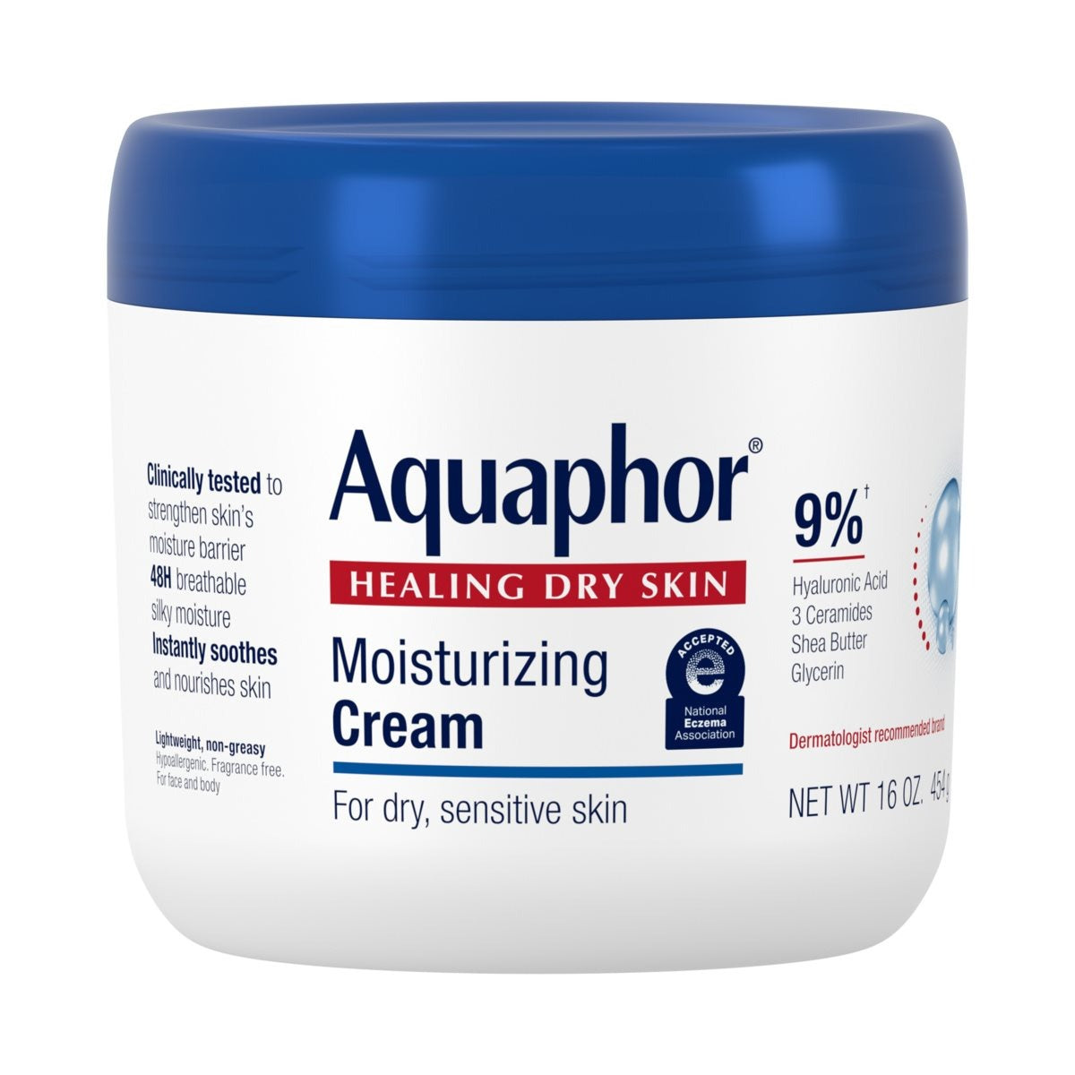 Aquaphor Moisturizing Face and Body Cream for Dry Sensitive Skin 16.0 oz