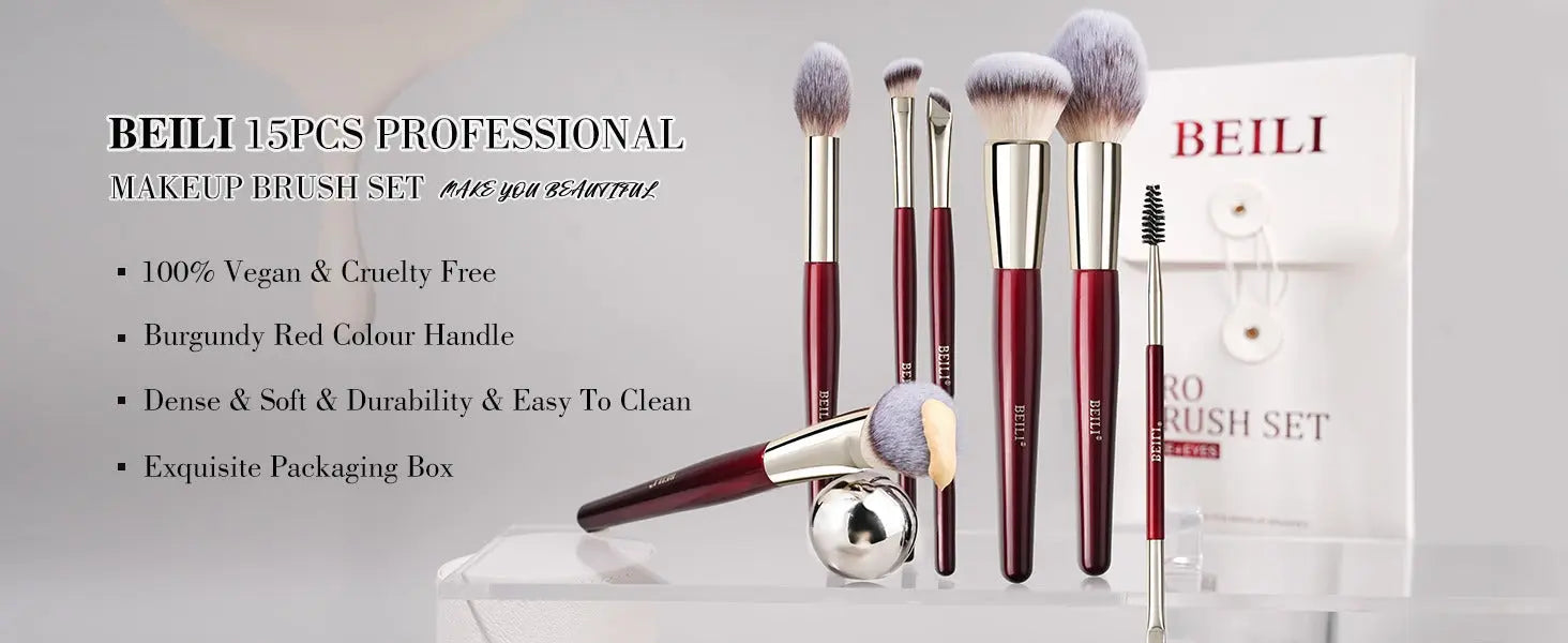 BEILI Makeup Brushes Set 15Pcs