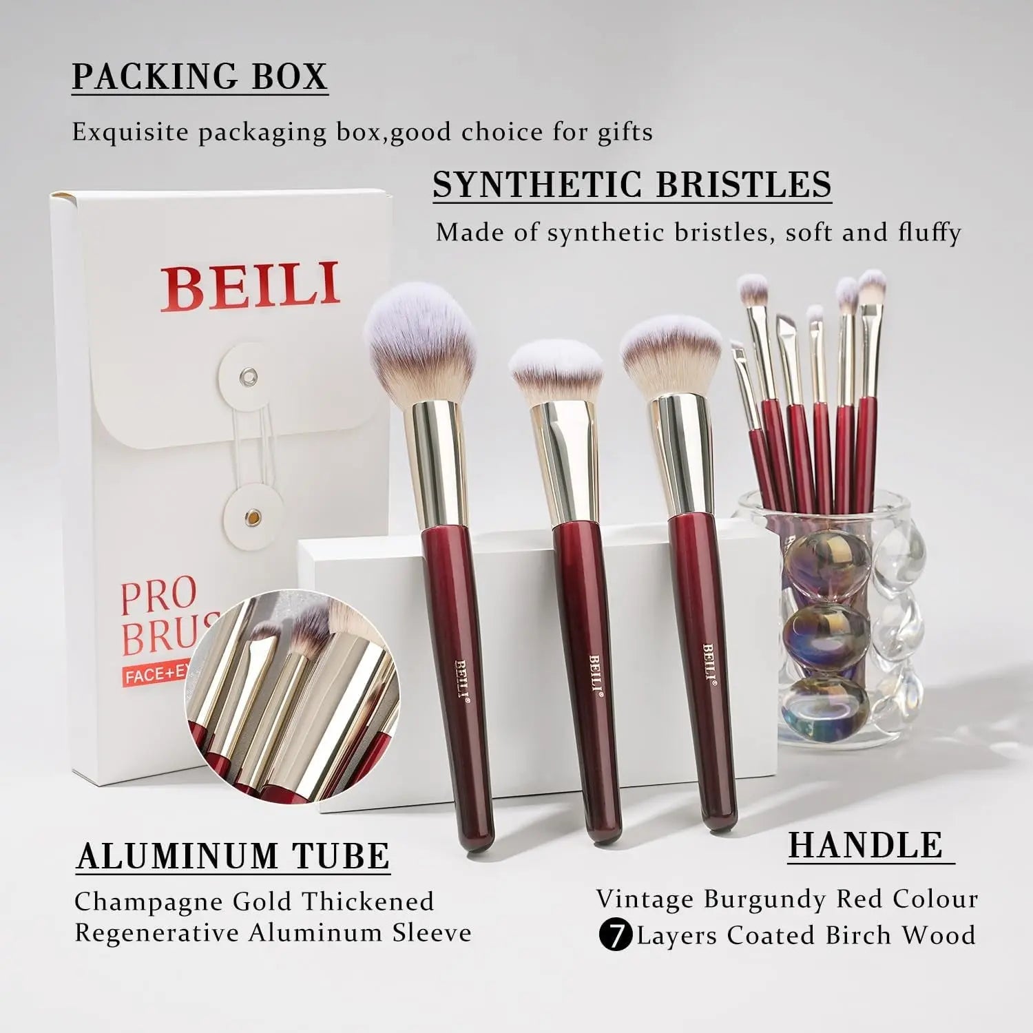 BEILI Makeup Brushes Set 9Pcs