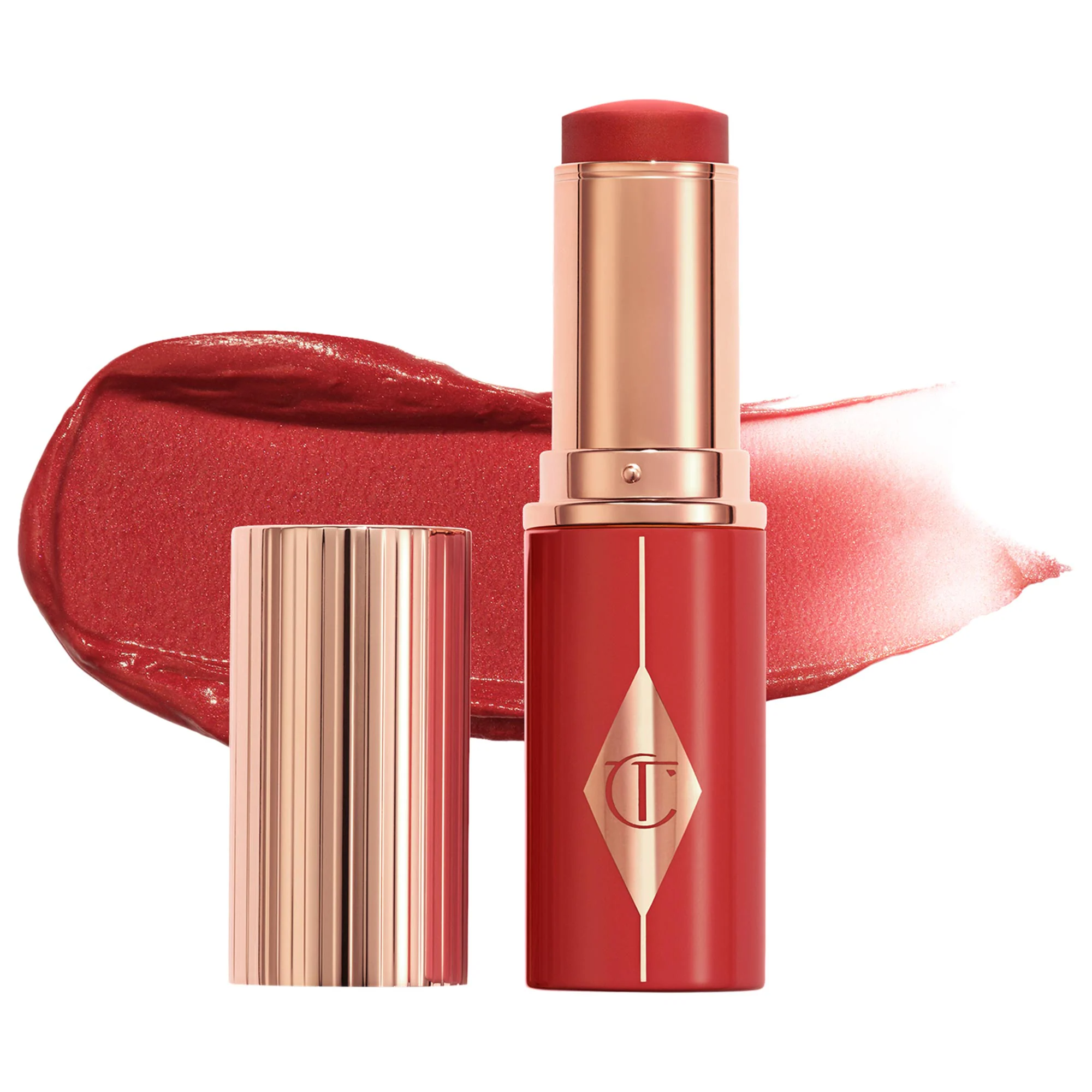 Charlotte Tilbury Unreal Lip + Cheek Glow Blush Stick with Hyaluronic Acid Cherry Glow - deep cherry red