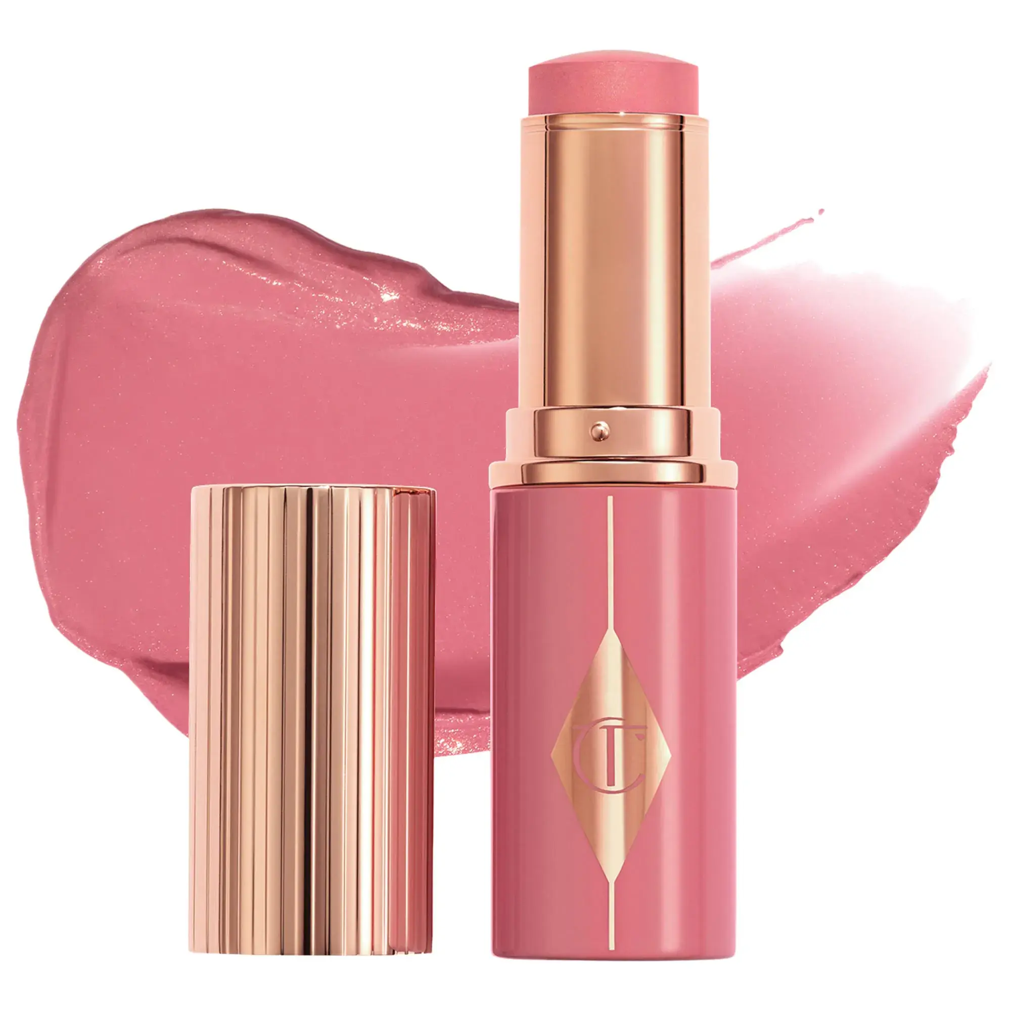 Charlotte Tilbury  Unreal Lip + Cheek Glow Blush Stick with Hyaluronic Acid   Rosy Glow - warm rosy pink