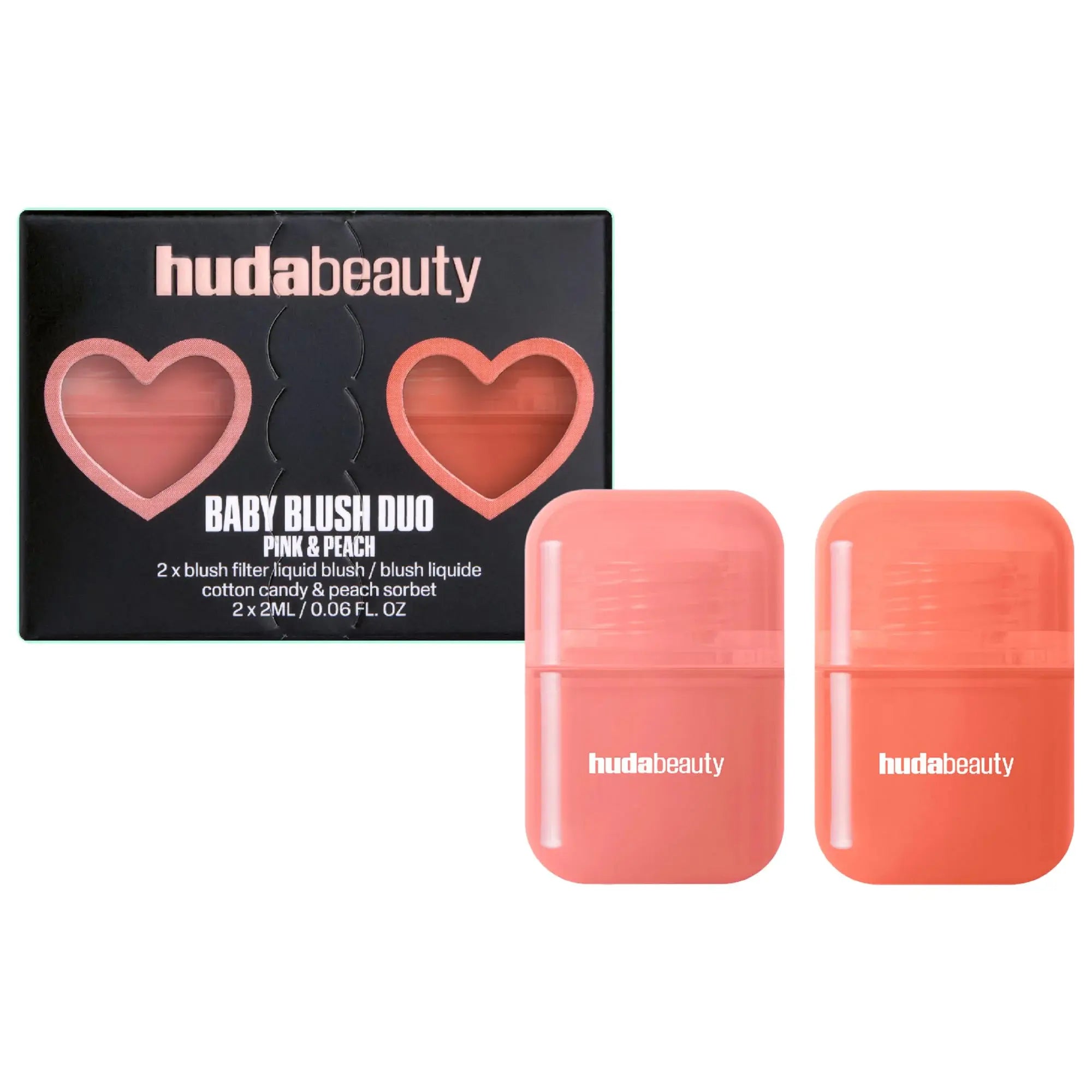 HUDA BEAUTY Mini Baby Blush Cotton Candy and Peach Sorbet