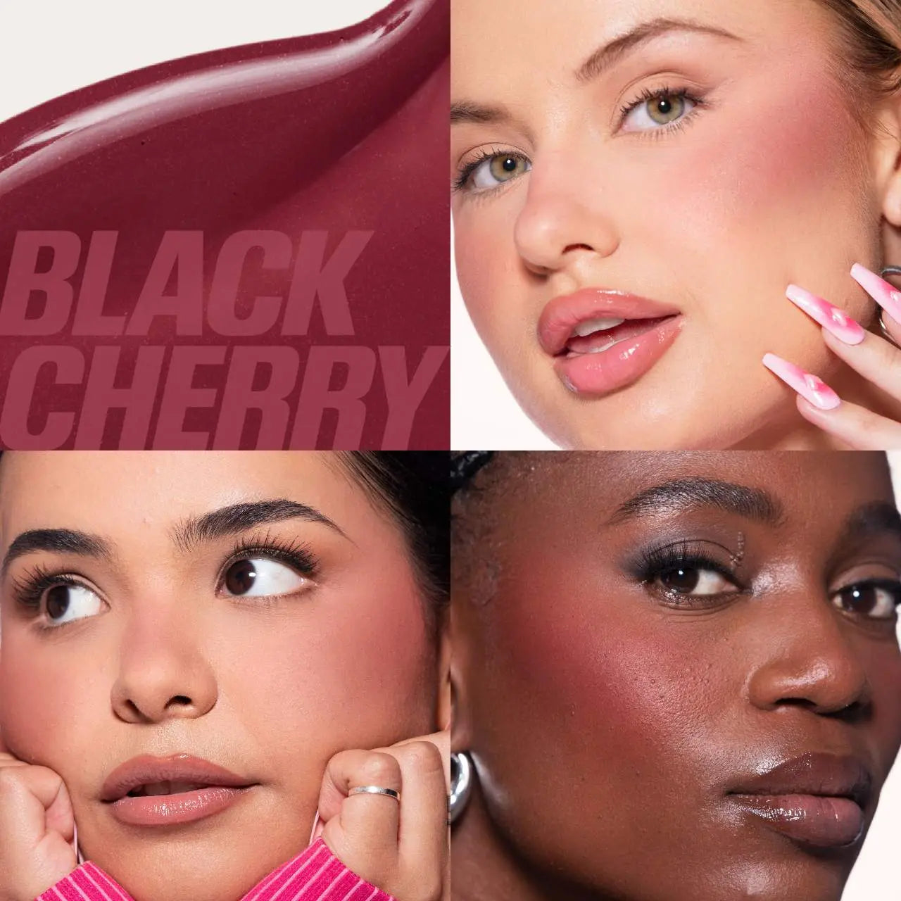 HUDA BEAUTY Mini Baby Blush Duo Set Strawberry Cream and Black Cherry