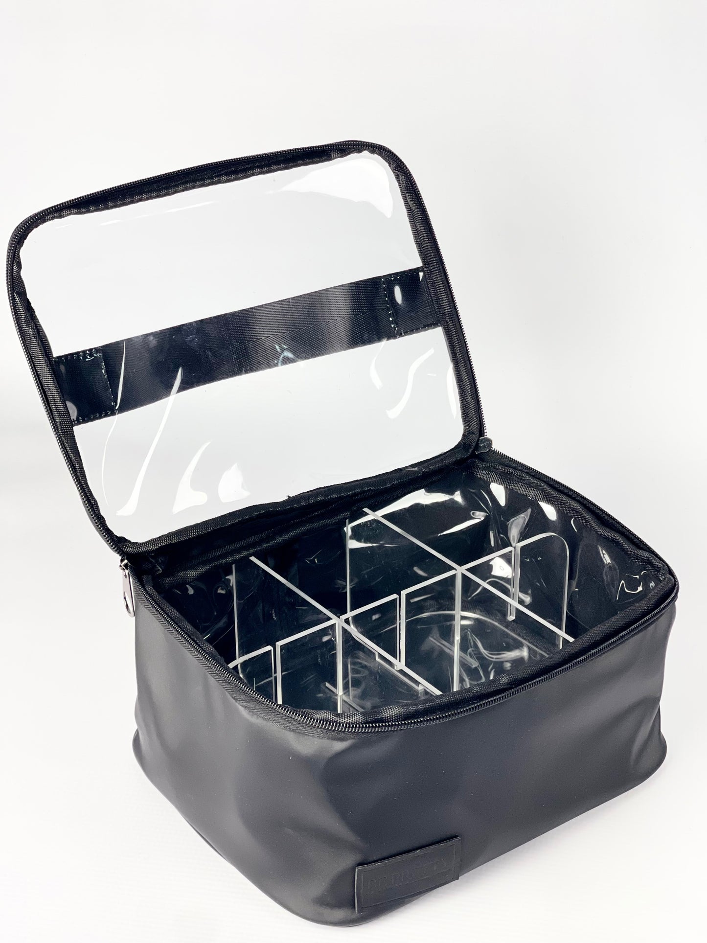 Noir satin pouch