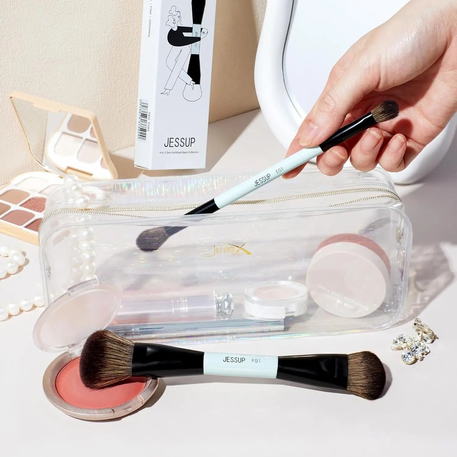 Jessup 2pcs Double Ended Makeup Brushes
