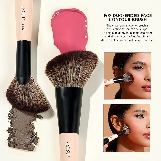 Jessup Makeup Brush Set 3pcs Basic Collection Peach Dust
