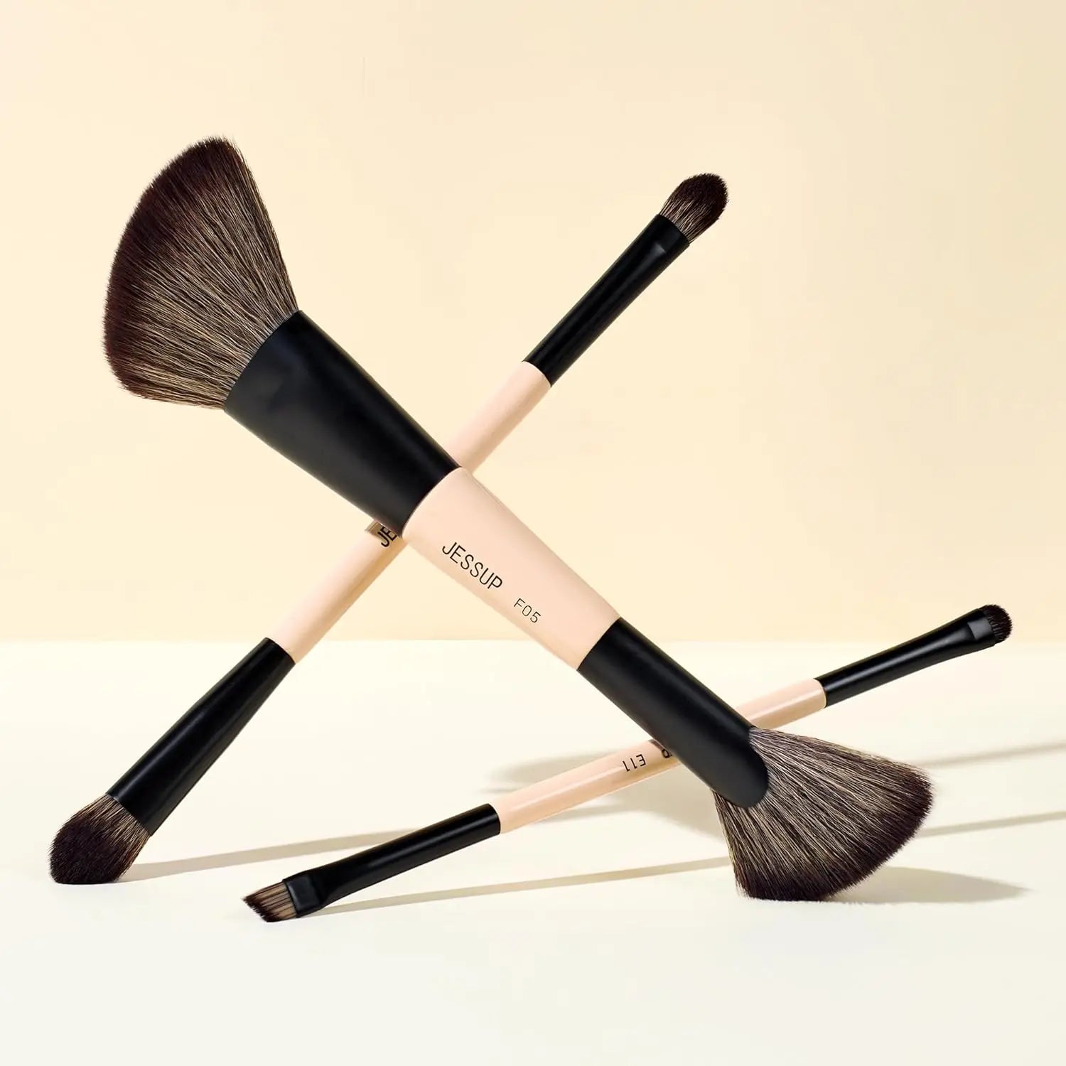 Jessup Makeup Brush Set 3pcs Basic Collection Peach Dust