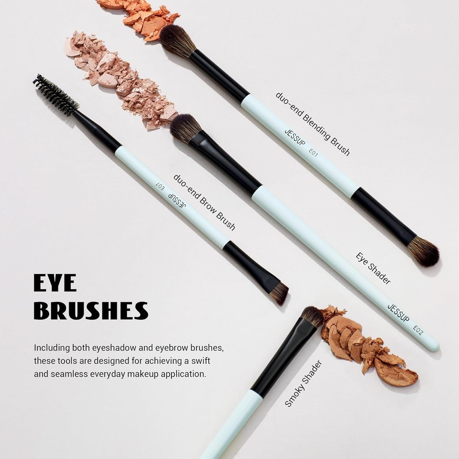 Jessup Makeup Brushes Sets 10pcs ( Bright Cyan)T500