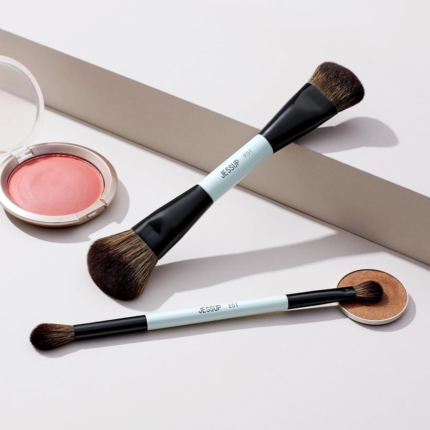 Jessup Makeup Brushes Sets 10pcs ( Bright Cyan)T500