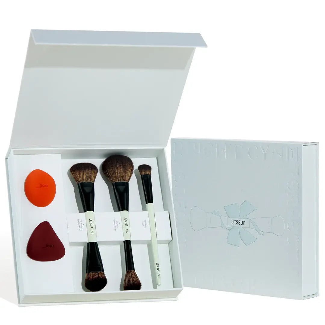 Jessup Makeup Brushes+Sponges with Gift Box