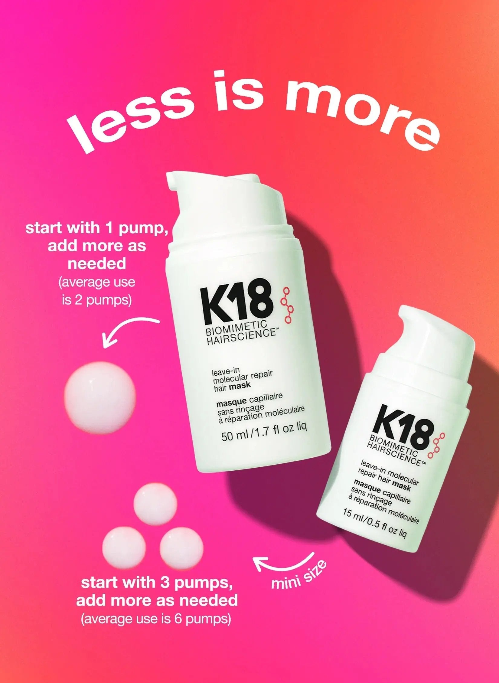 K18 full-size leave-in molecular repair hair mask