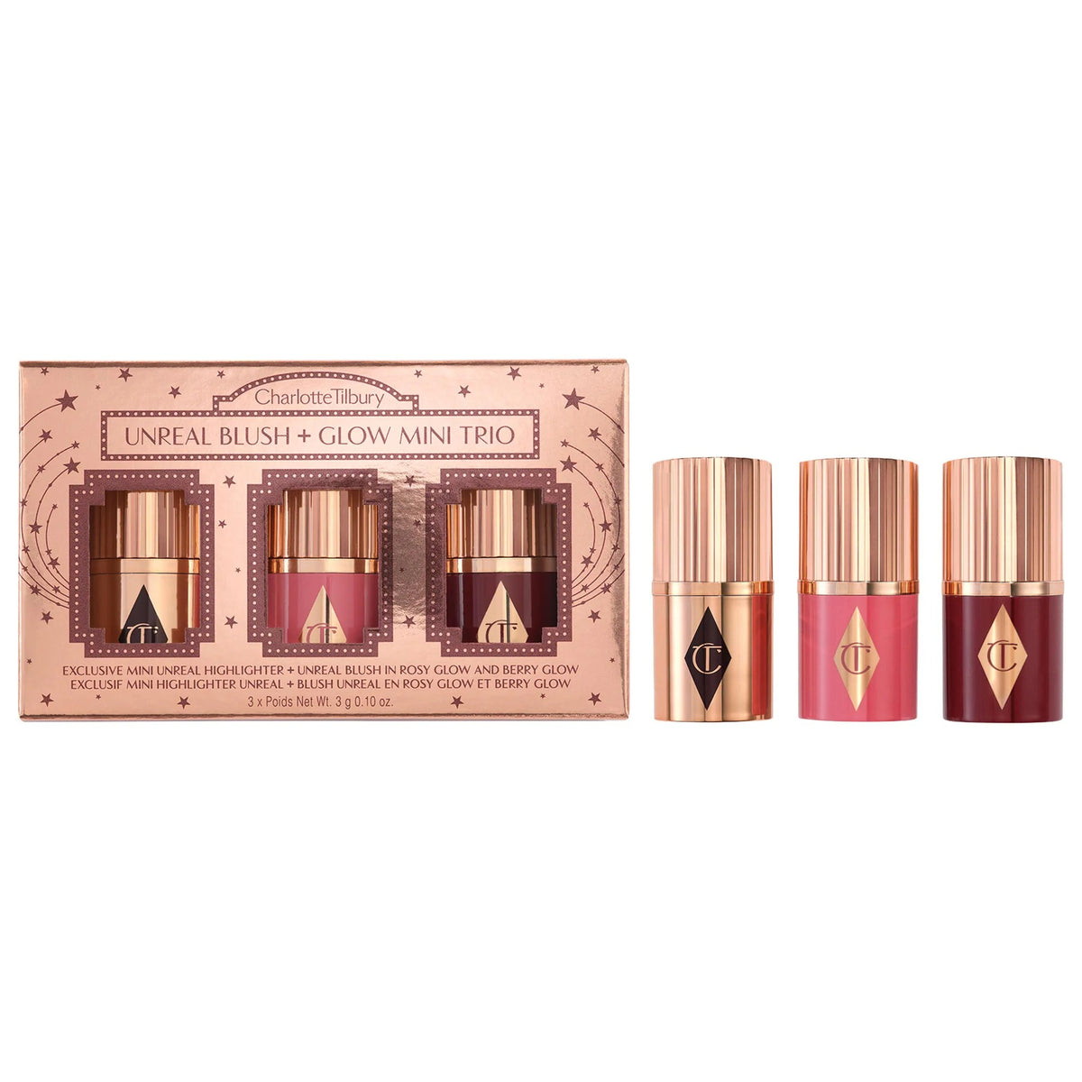 Charlotte Tilbury  Mini Unreal Blush + Glow Trio    