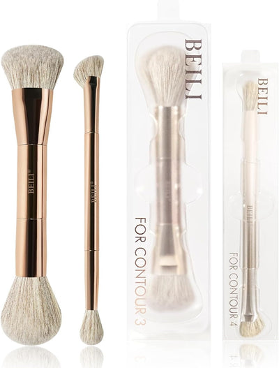 BEILI 2pcs Double Ended Makeup Brushes Foundation and Blush    