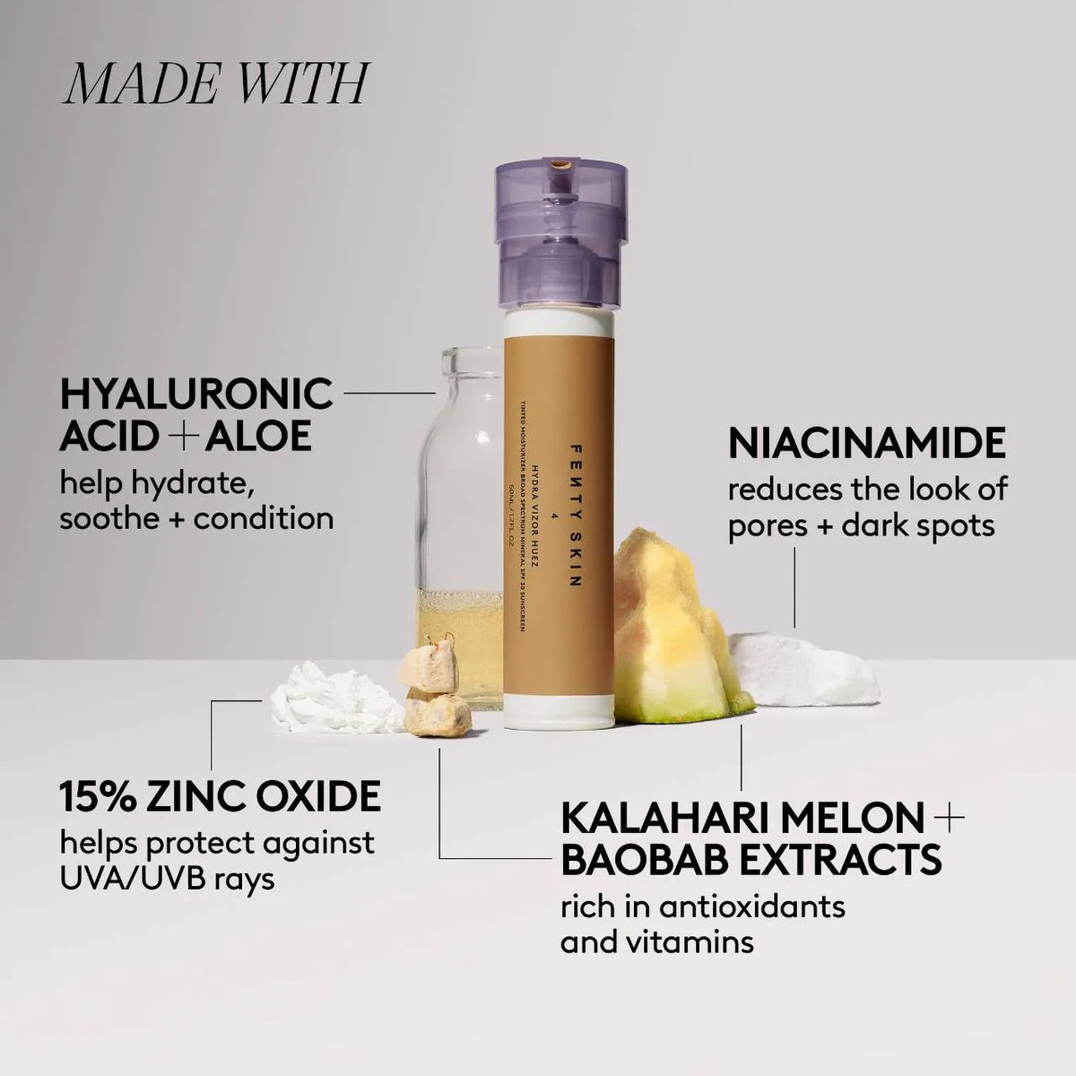 Fenty Beauty by Rihanna  Hydra Vizor Huez Tinted Moisturizer Broad Spectrum Mineral Spf 30 Sunscreen    