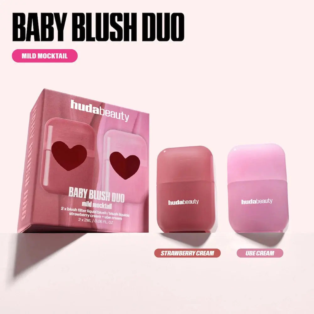 HUDA BEAUTY Baby Blush Duo Intense Mocktail - Black Cherry + Intense Guava    