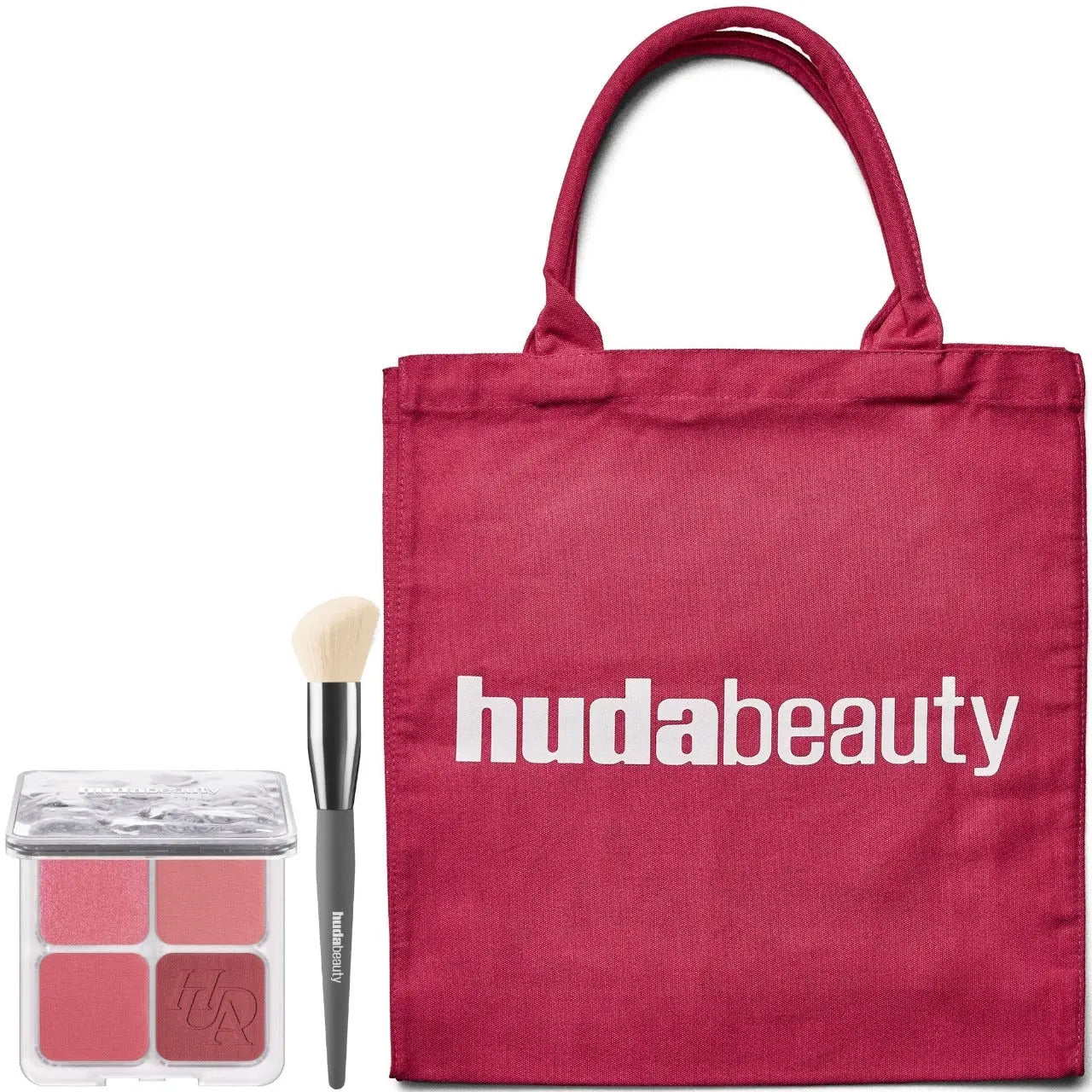 HUDA BEAUTY Blush Filter Palette Rose Berry, Diffusing Brush and Tote Bag    