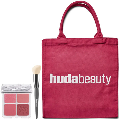 HUDA BEAUTY Blush Filter Palette Rose Berry, Diffusing Brush and Tote Bag    