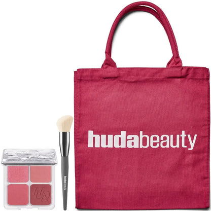 HUDA BEAUTY Blush Filter Palette Rose Berry, Diffusing Brush and Tote Bag    