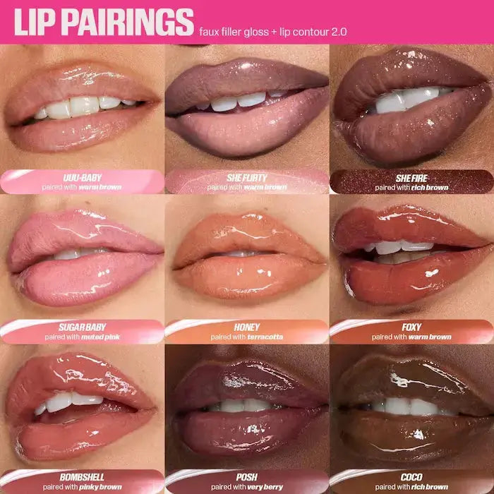 HUDA BEAUTY Faux Filler Shiny Non-Sticky Lip Gloss    