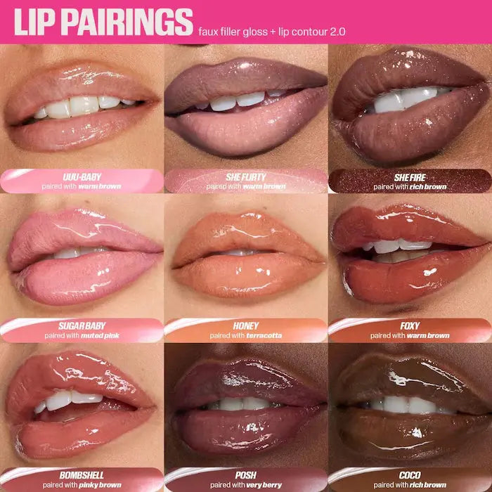 HUDA BEAUTY Faux Filler Shiny Non-Sticky Lip Gloss    