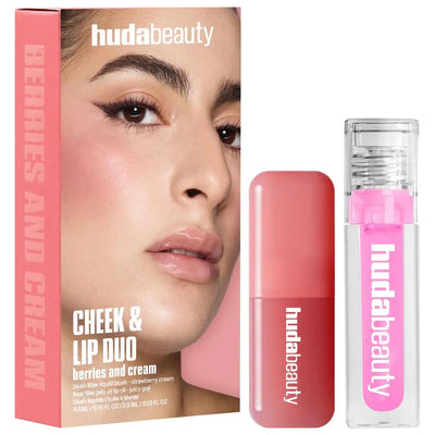 Huda Beauty Berries and Cream Liquid Blush and Lip Gloss Set    