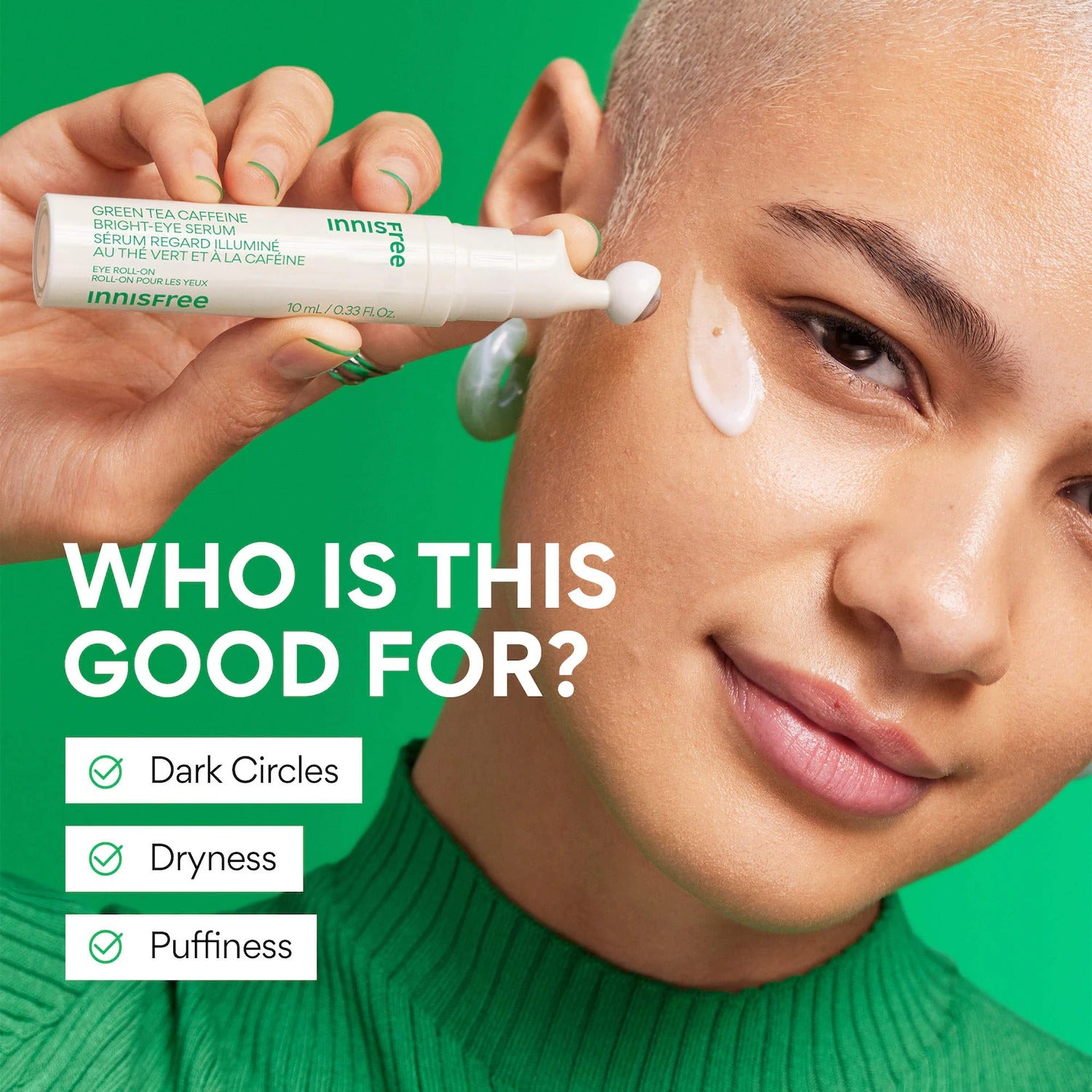 Innisfree Green Tea Caffeine Korean Eye Serum For Hydration & Puffiness    