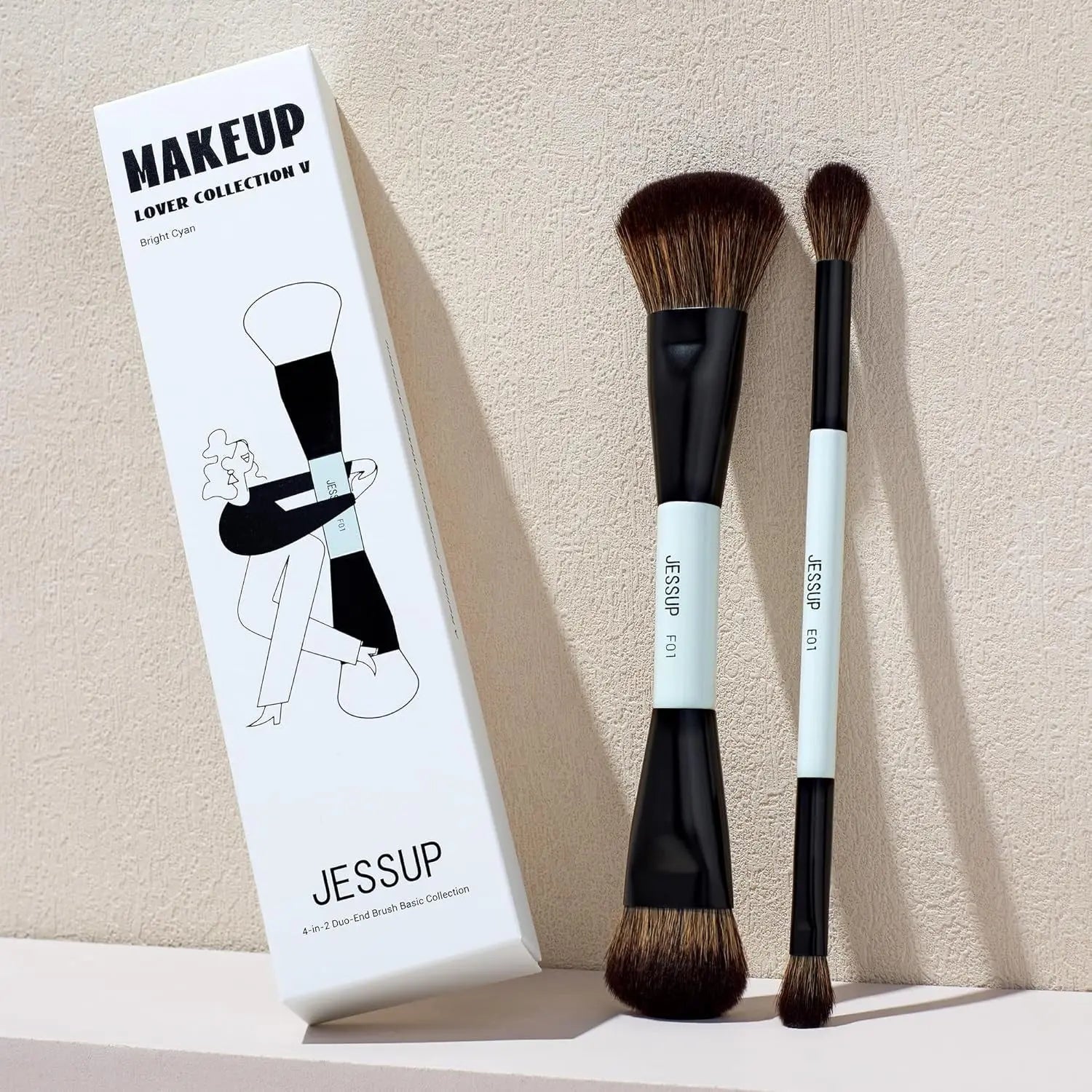 Jessup 2pcs Double Ended Makeup Brushes    