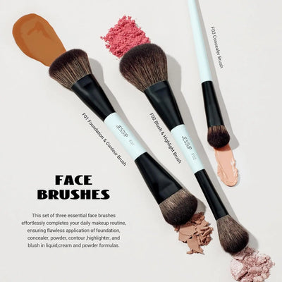Jessup 3pcs Double Ended Premium Vegan Brush Set (Bright Cyan) T503    
