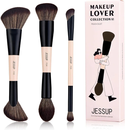 Jessup Makeup Brush Set 3pcs Basic Collection Peach Dust    