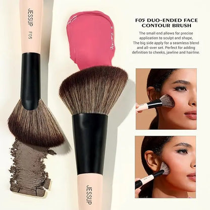 Jessup Makeup Brush Set 3pcs Basic Collection Peach Dust    