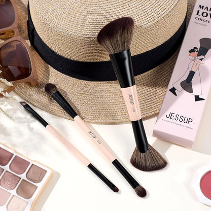 Jessup Makeup Brush Set 3pcs Basic Collection Peach Dust    