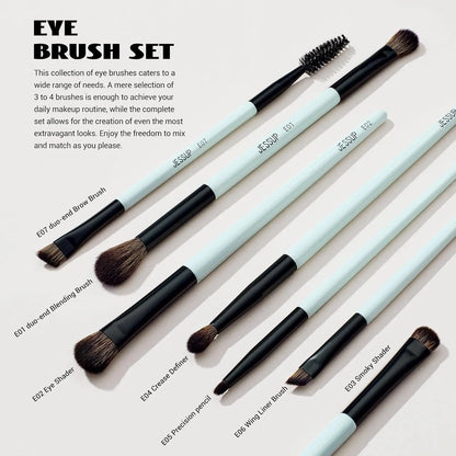 Jessup Makeup Brushes Sets 10pcs ( Bright Cyan)T500    