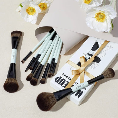 Jessup Makeup Brushes Sets 10pcs ( Bright Cyan)T500    
