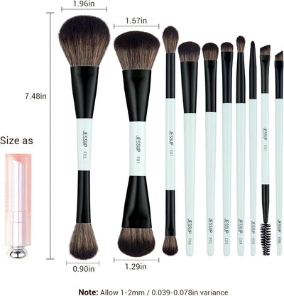 Jessup Makeup Brushes Sets 10pcs ( Bright Cyan)T500    