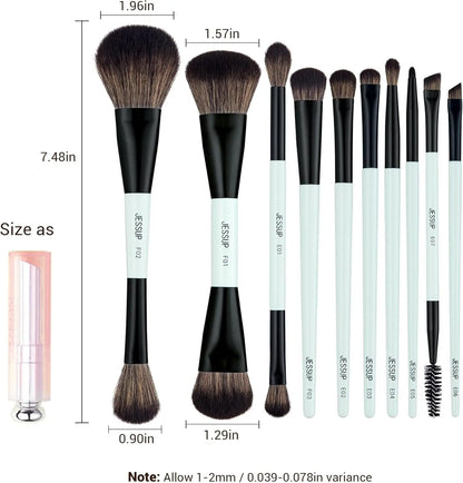 Jessup Makeup Brushes Sets 10pcs ( Bright Cyan)T500    