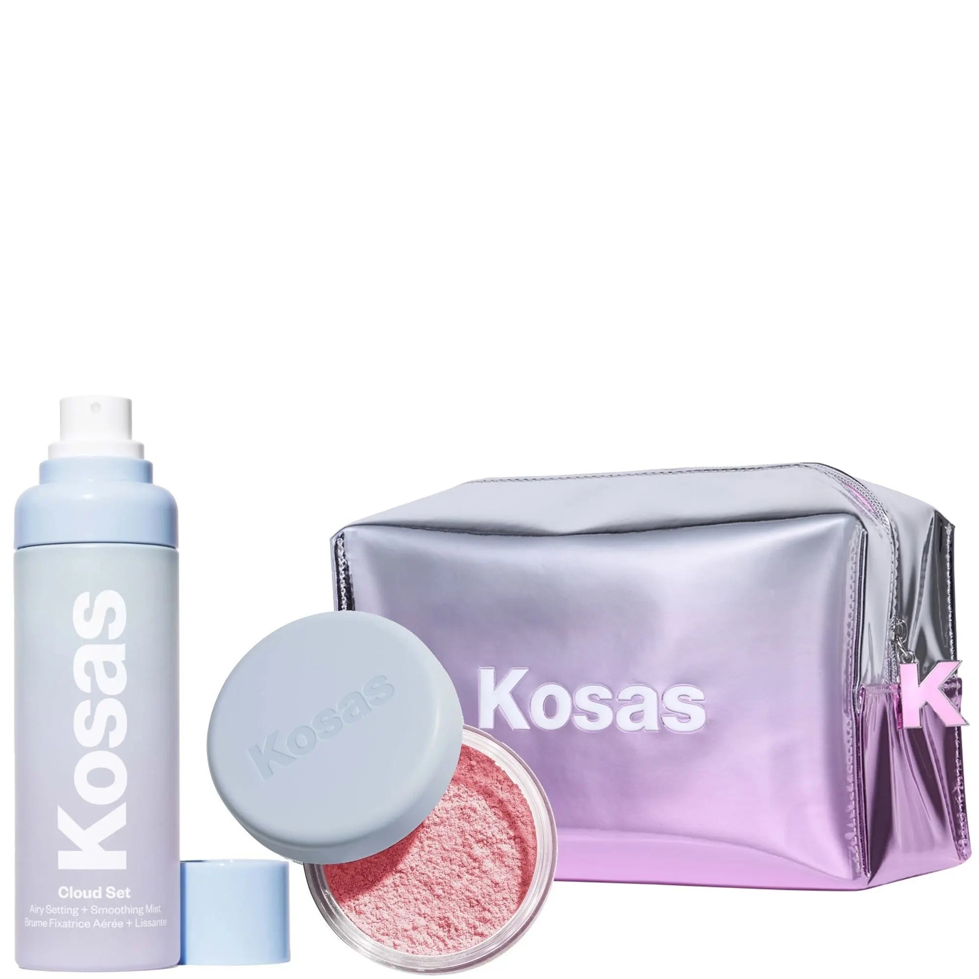 KOSAS Cloud Loose Powder, Setting Spay and Bag Bundles- Candy    