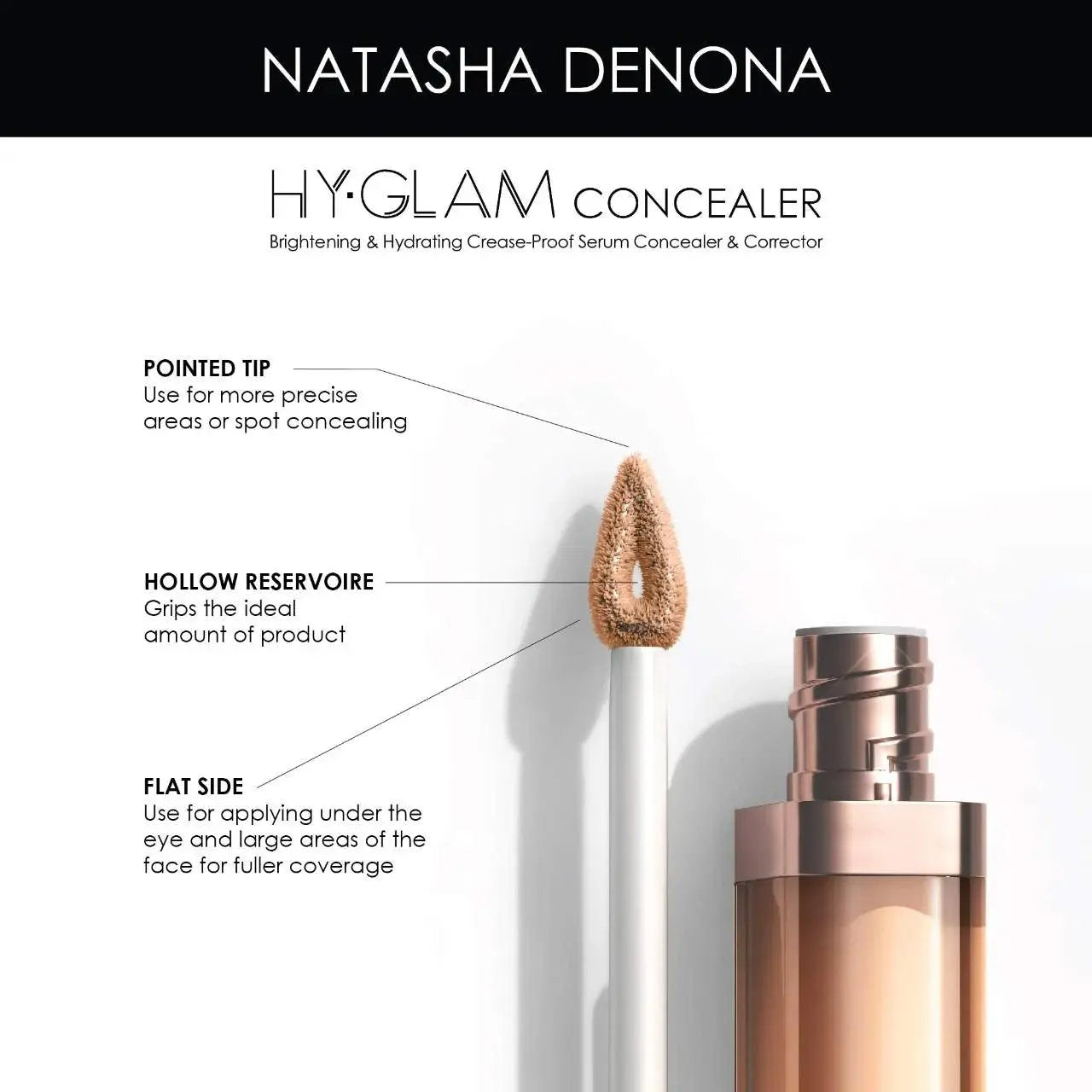 NATASHA DENONA - Hy-Glam Brightening & Hydrating Medium to Full Coverage Crease Proof Serum Concealer    