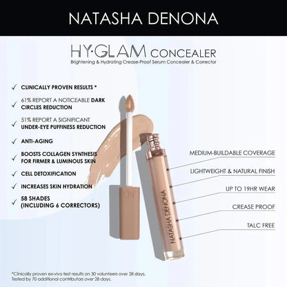NATASHA DENONA - Hy-Glam Brightening & Hydrating Medium to Full Coverage Crease Proof Serum Concealer    