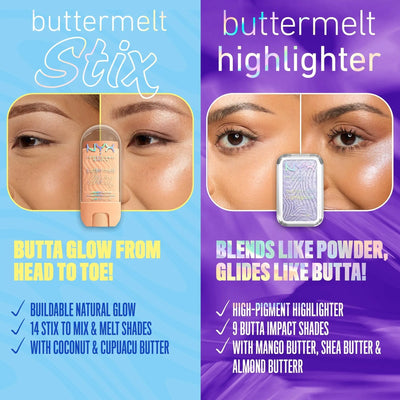 NYX Professional Makeup Buttermelt Stix, Glow Boosting Stix, up to 8 HR wear 5g    