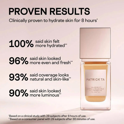 PATRICK TA  Major Skin Hydra-Luxe Luminous Skin Perfecting Foundation For Natural Glow    