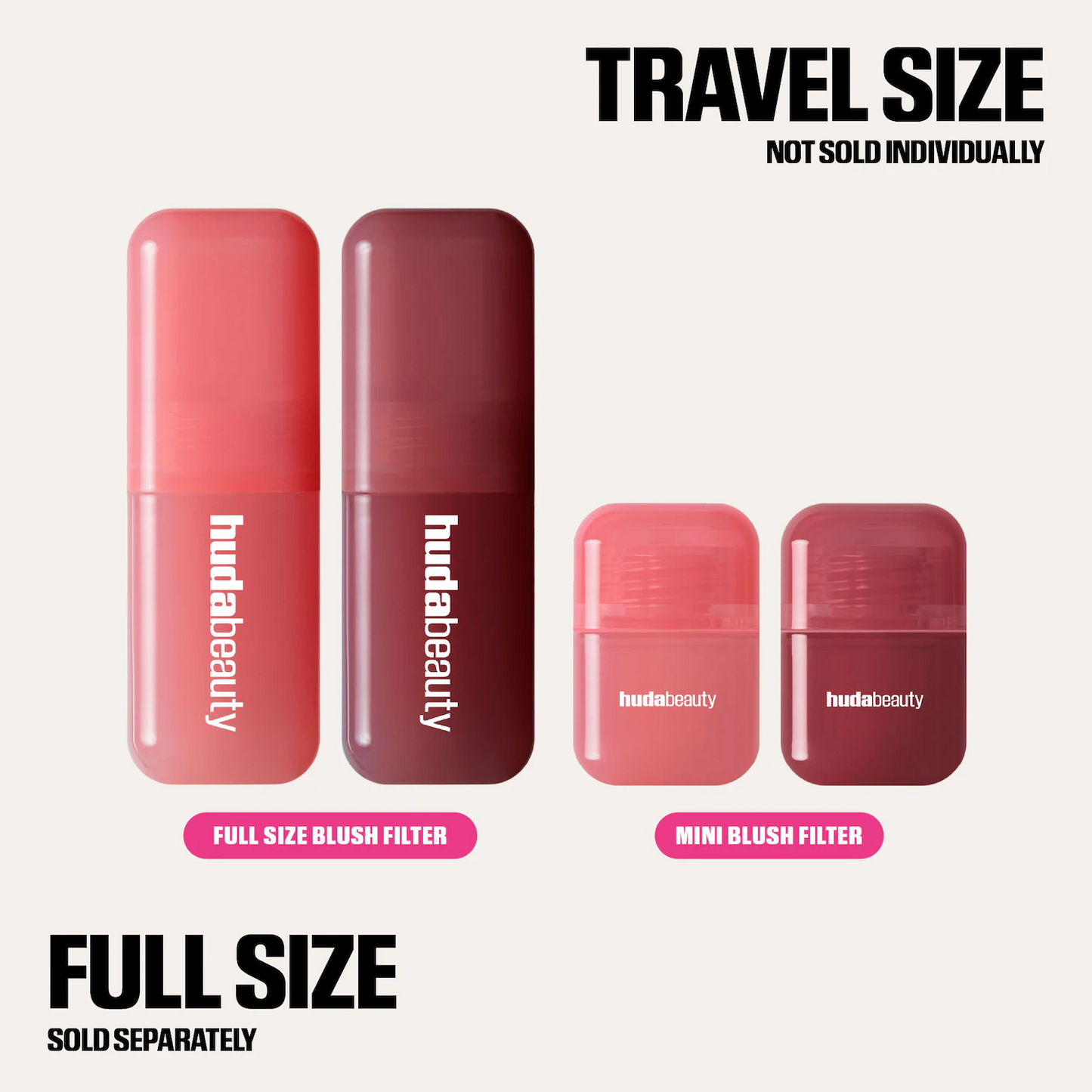 HUDA BEAUTY  Mini Baby Blush Duo Set Strawberry Cream and Black Cherry